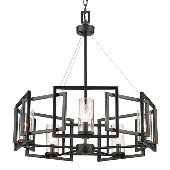 Golden Lighting Marco 5 Light Chandelier, Matte Black/Clear Glass - 6068-5BLK