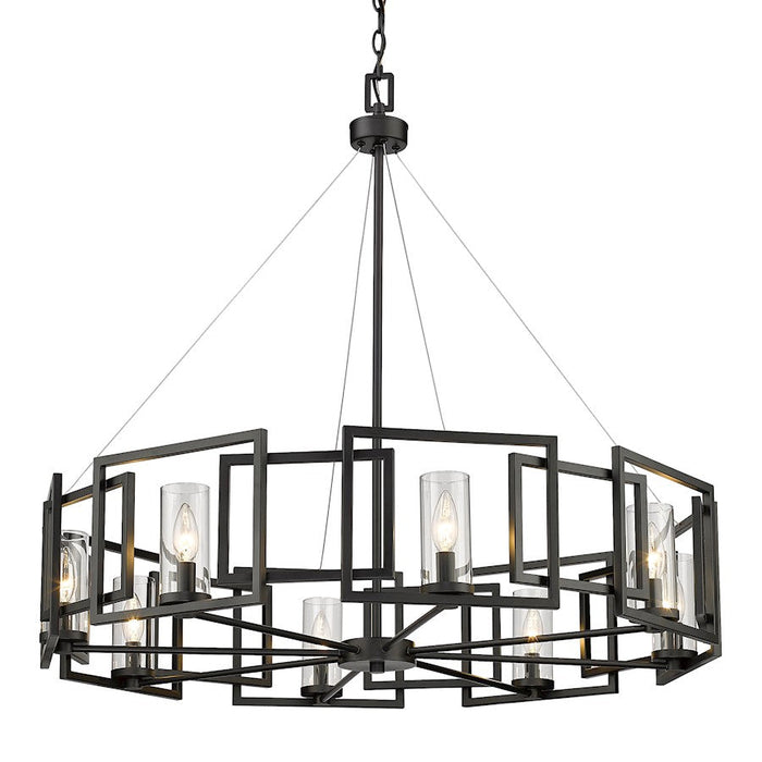 Golden Lighting Marco 8 Light Chandelier, Matte Black/Clear Glass - 6068-8BLK