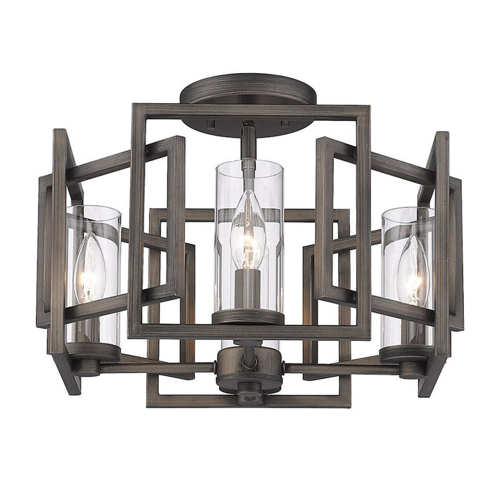 Golden Lighting Marco 4 Light Flush Mount, Gunmetal Bronze - 6068-FMGMT