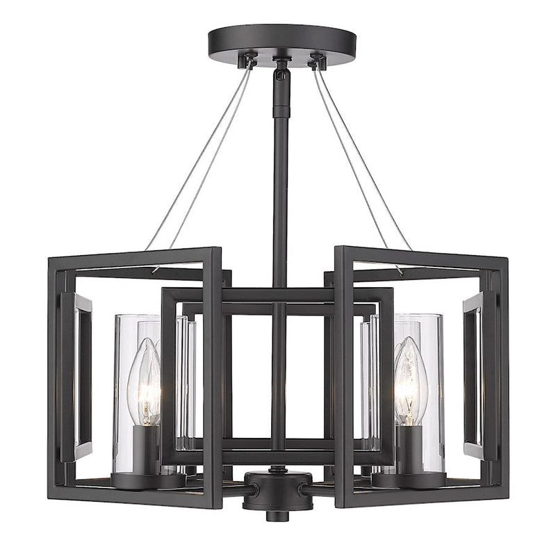 Golden Lighting Marco 4 Light Semi-Flush Mount, Matte Black