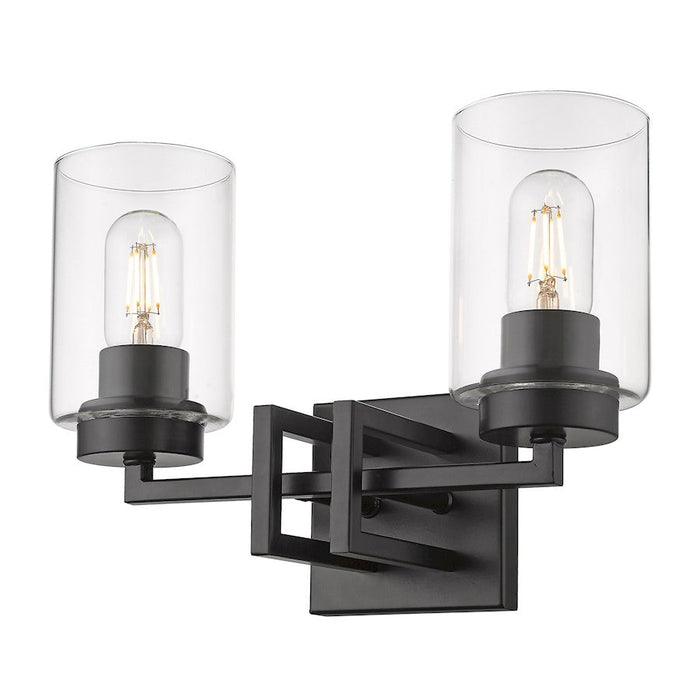 Golden Lighting Tribeca 2 Light Bath Vanity, Matte Black - 6070-BA2BLK-BLK