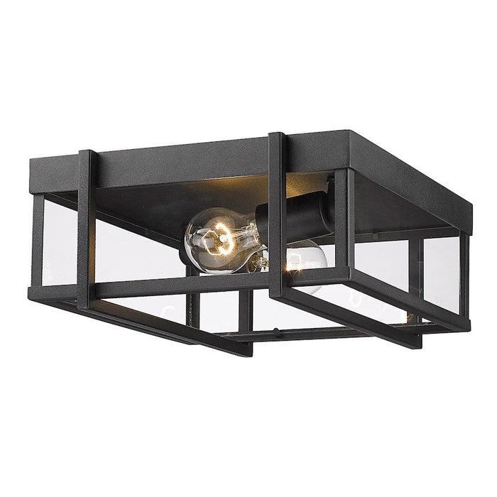 Golden Lighting Tribeca 2 Light Outdoor Flush Mount, Black - 6071-OFMNB-CLR