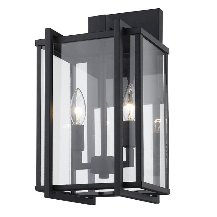 Golden Lighting Tribeca 2-LT Outdoor Sconce, Black UV/Clear - 6071-OWMNB-CLR