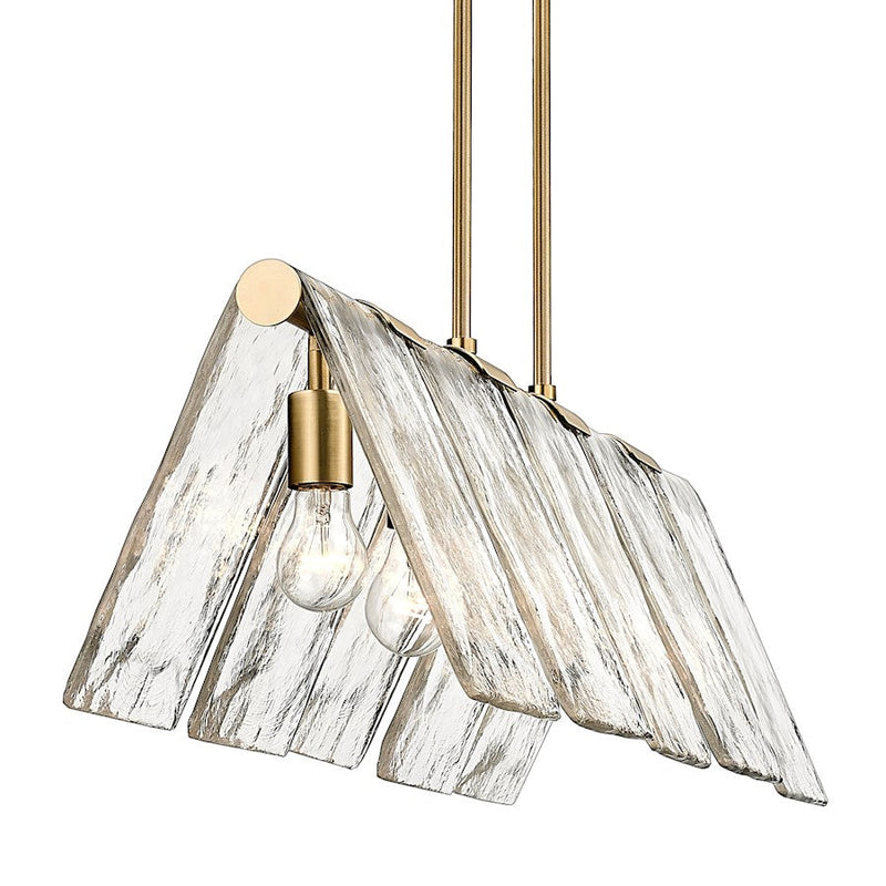 Golden Lighting Serenity 5-Light Linear Pendant, Brass/Water