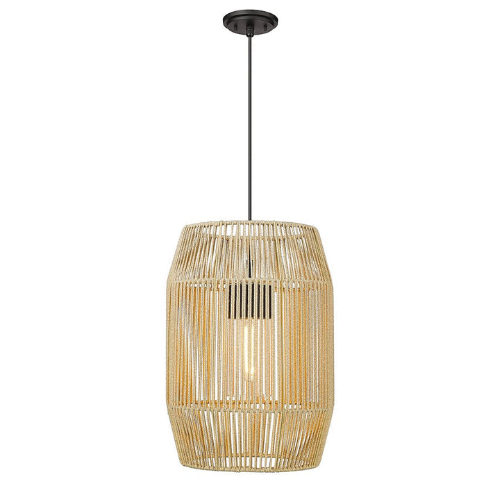 Golden Lighting Seabrooke 1 Light Outdoor Pendant, Natural Black