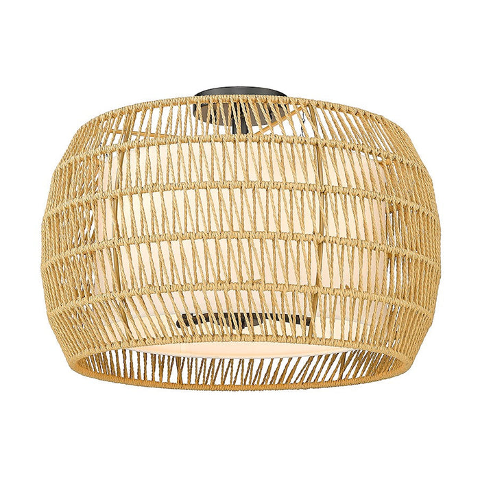 Golden Lighting Everly 4 Light Semi-Flush, Black/Natural Rattan - 6805-4SFBLK-NR