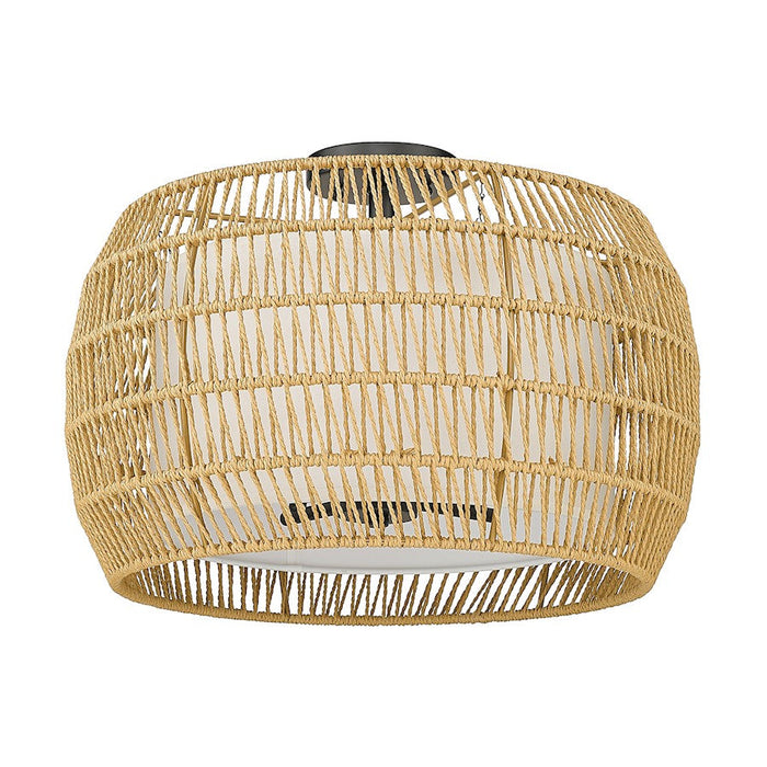 Golden Lighting Everly Semi-Flush, Black/Natural Rattan