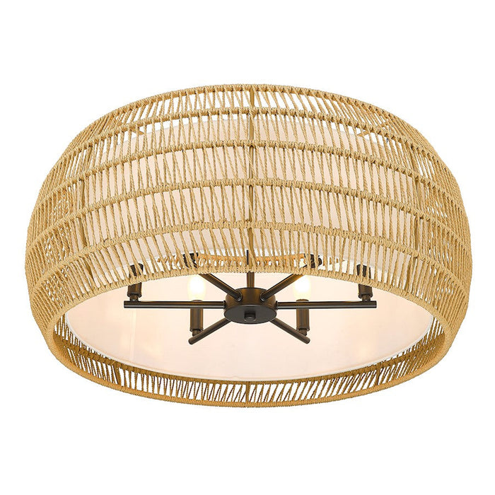 Golden Lighting Everly Semi-Flush, Black/Natural Rattan