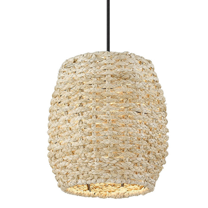 Golden Lighting Cheyanne 1 Light Mini Pendant, Black/Corn Rope - 6810-M1LBLK-CR