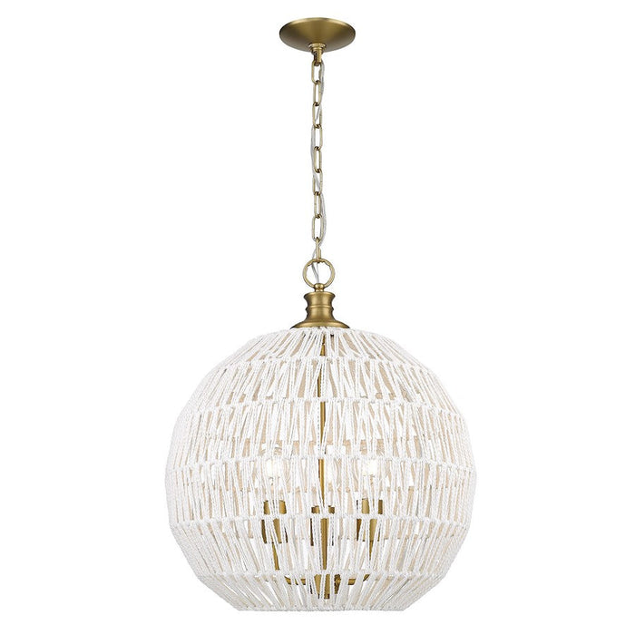 Golden Lighting Florence 3 Light Pendant, Bronze/White Raphia