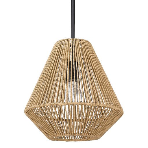 Golden Lighting Valentina 1-LT Medium Pendant, Black/Natural Rope - 6937-MBLK-NR