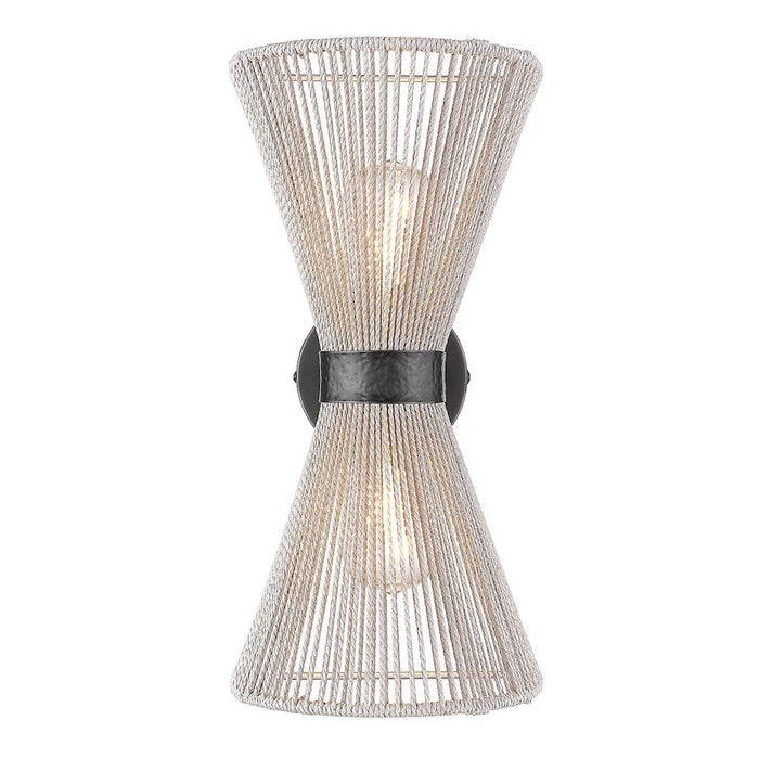 Golden Lighting Avon Wall Sconce, Black/Bleached Raphia