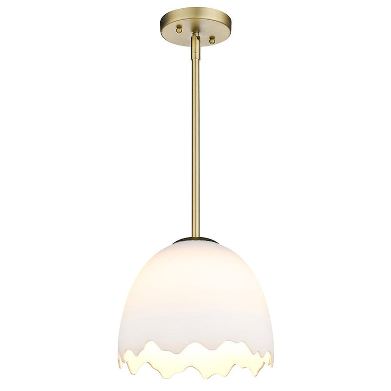 Golden Lighting Brinkley 1 Light Small Pendant, Bronze/Porcelain