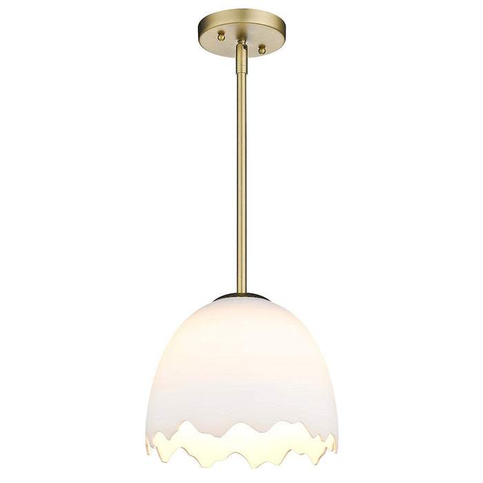 Golden Lighting Brinkley 1 Light Small Pendant, Bronze/Porcelain