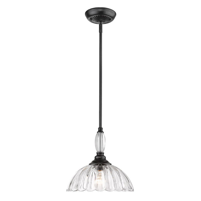 Golden Lighting Audra 1-Light Pendant, Matte Black/Clear Glass - 6952-MBLK-CLR