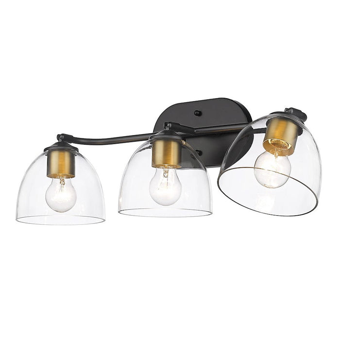 Golden Lighting Roxie 3 Light Bath Vanity, Black/Clear