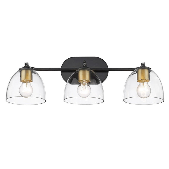 Golden Lighting Roxie 3 Light Bath Vanity, Black/Clear