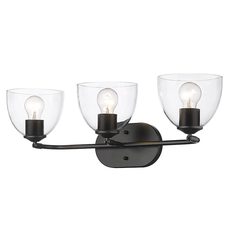 Golden Lighting Roxie 3 Light Bath Vanity, BK/BK/Clear - 6958-BA3BLK-BLK-CLR