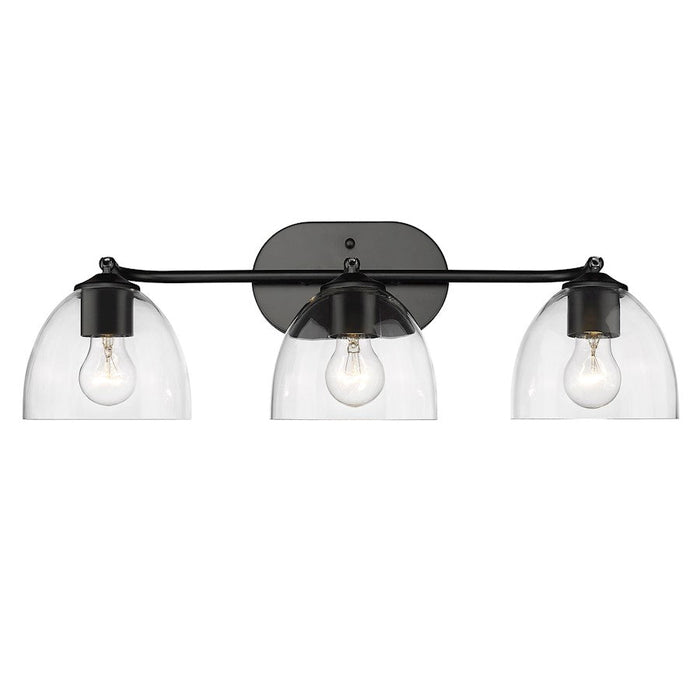 Golden Lighting Roxie 3 Light Bath Vanity, Black/Clear