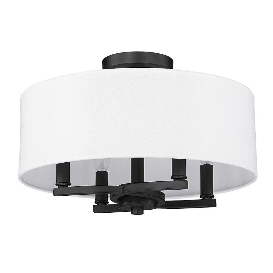 Golden Lighting Eliana 4 Light Semi Flush Mount, Black/White - 7154-SFBLK-MWS