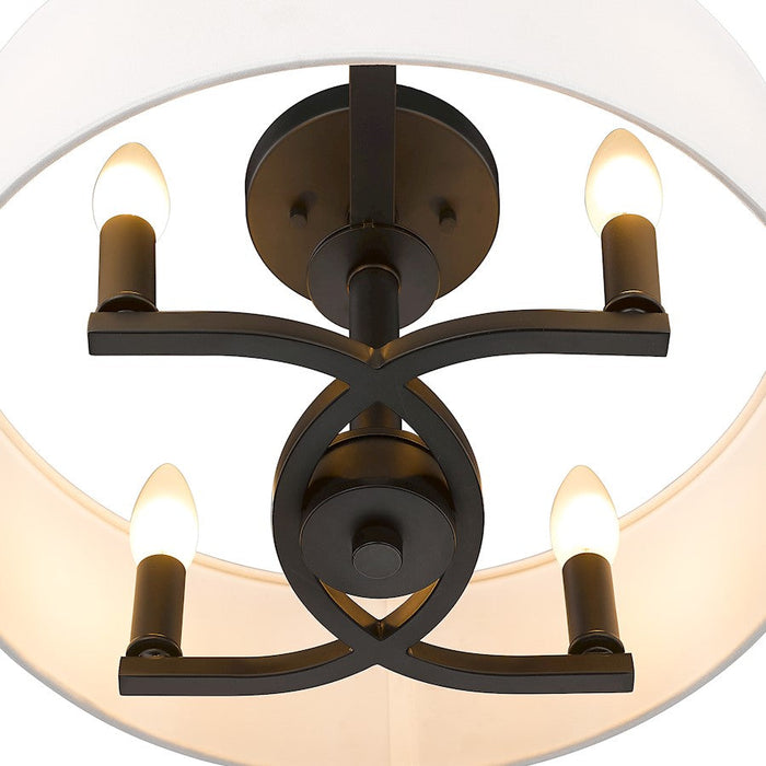 Golden Lighting Eliana 4 Light Semi Flush Mount, Black/White