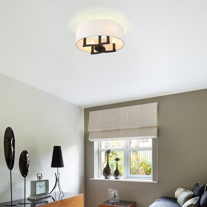 Golden Lighting Eliana 4 Light Semi Flush Mount, Black/White