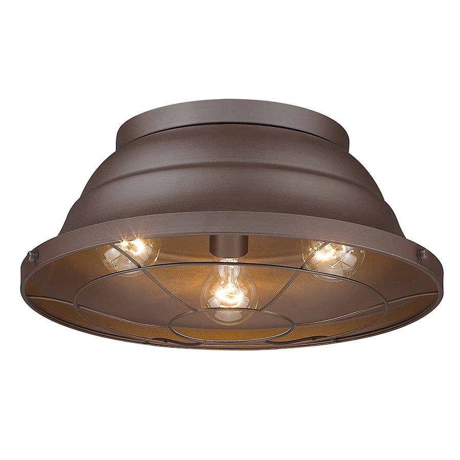 Golden Lighting Bartlett 3 Light Outdoor Flush Mount, Bronze - 7316-OFMTBZ