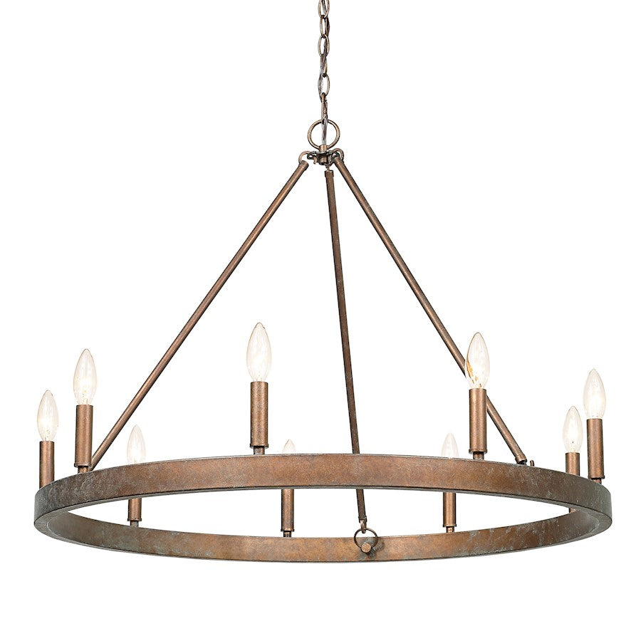 Golden Lighting Carraway 9 Light Chandelier, Copper Patina - 7412-9CP