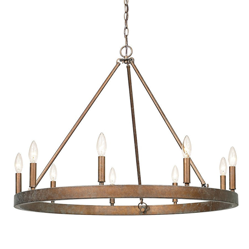 Golden Lighting Carraway 9 Light Chandelier, Copper Patina