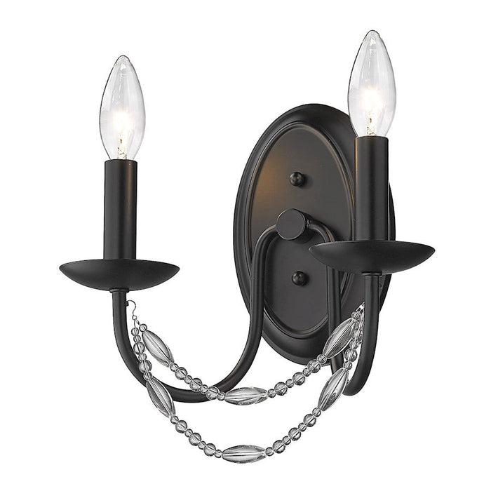 Golden Lighting Mirabella 2 Light Wall Sconce, Matte Black - 7644-2WBLK