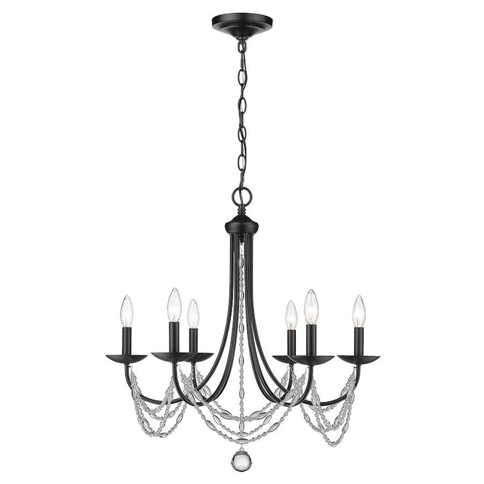 Golden Lighting Mirabella 6 Light Chandelier, Matte Black