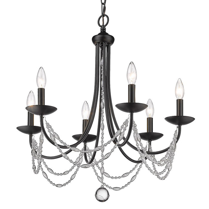 Golden Lighting Mirabella 6 Light Chandelier, Matte Black