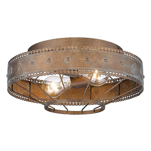 Golden Lighting Ferris 3 Light Flush Mount, Copper Patina - 7856-FMCP