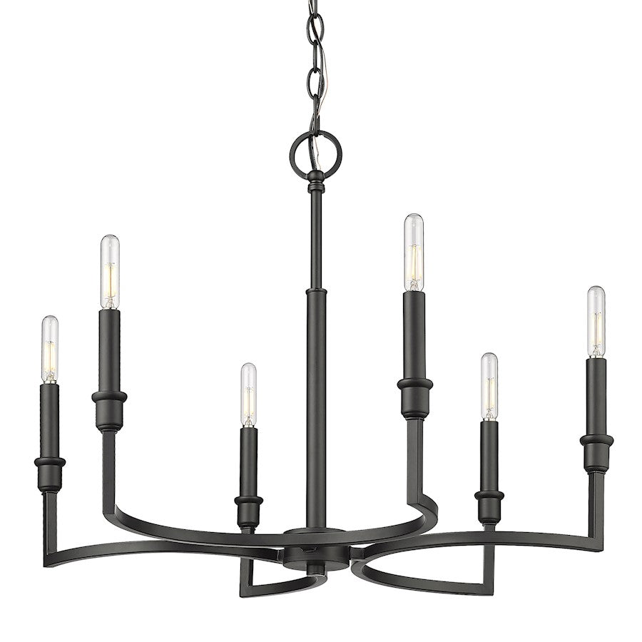 Golden Lighting Ellyn 6 Light Chandelier, Matte Black - 8209-6BLK