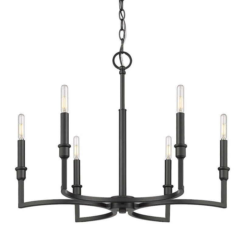 Golden Lighting Ellyn 6 Light Chandelier, Matte Black