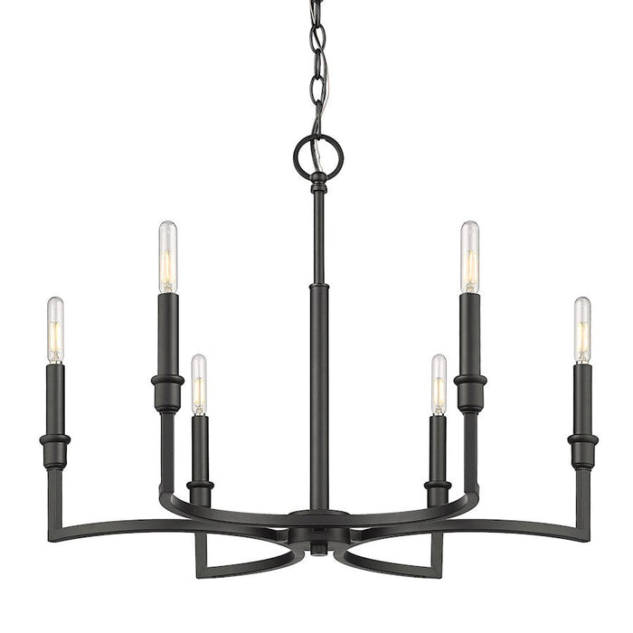 Golden Lighting Ellyn 6 Light Chandelier, Matte Black