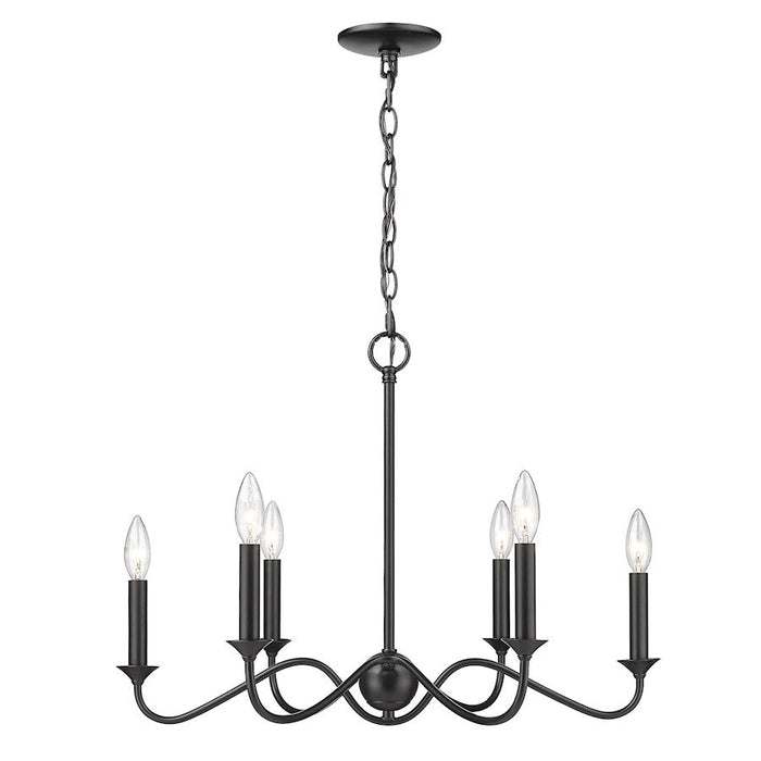 Golden Lighting Tierney 6 Light Chandelier, Matte Black