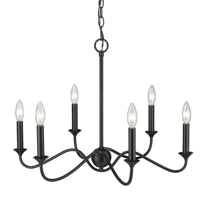 Golden Lighting Tierney 6 Light Chandelier, Matte Black