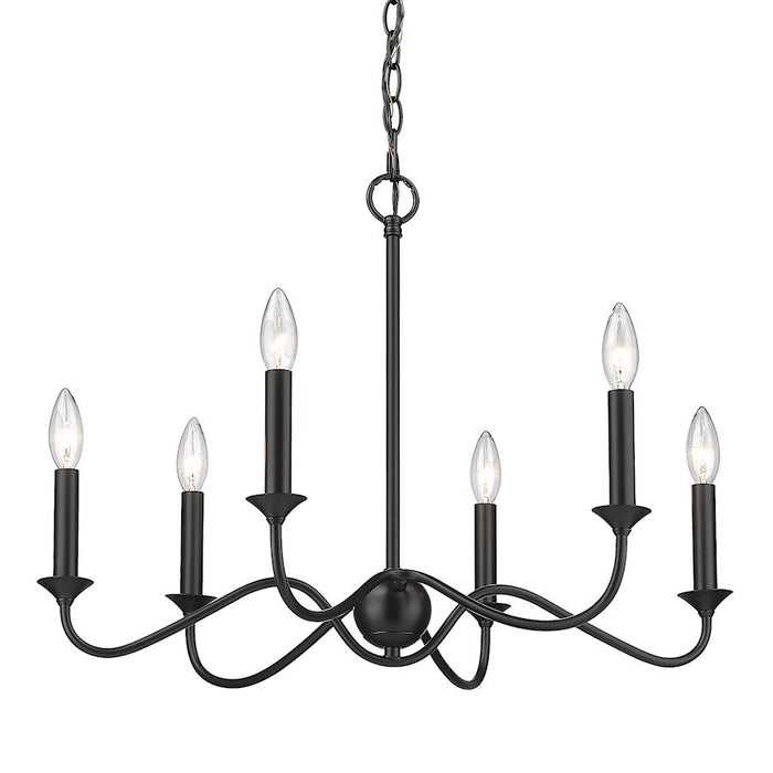 Golden Lighting Tierney 6 Light Chandelier, Matte Black