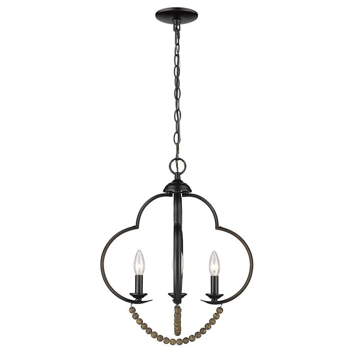 Golden Lighting Flori Pendant, Black/Espresso Wood Beads