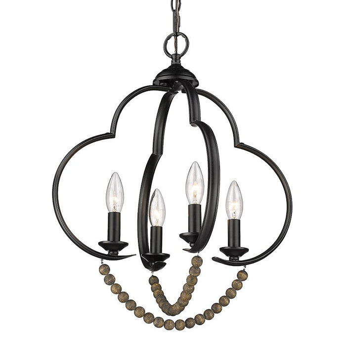 Golden Lighting Flori Pendant, Black/Espresso Wood Beads