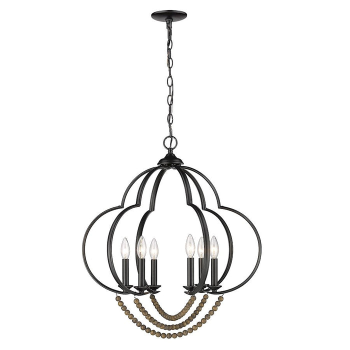 Golden Lighting Flori Pendant, Black/Espresso Wood Beads