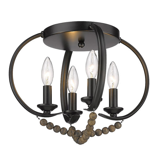 Golden Lighting Flori 4 Light Flush Mount, Black/Espresso Beads - 8320-FMBLK-EWB