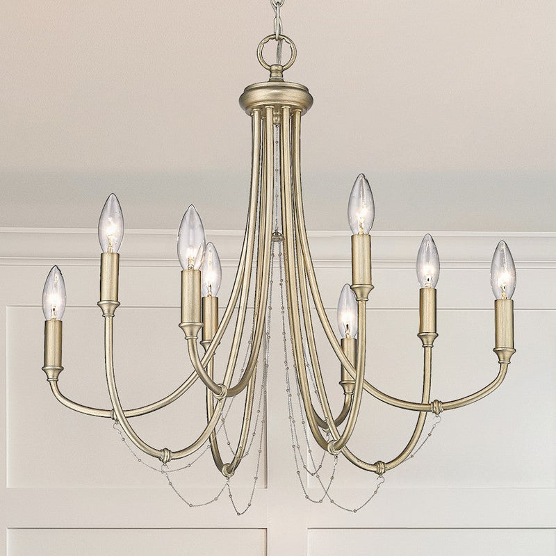 Golden Lighting Kamila 8 Light Chandelier, White Gold