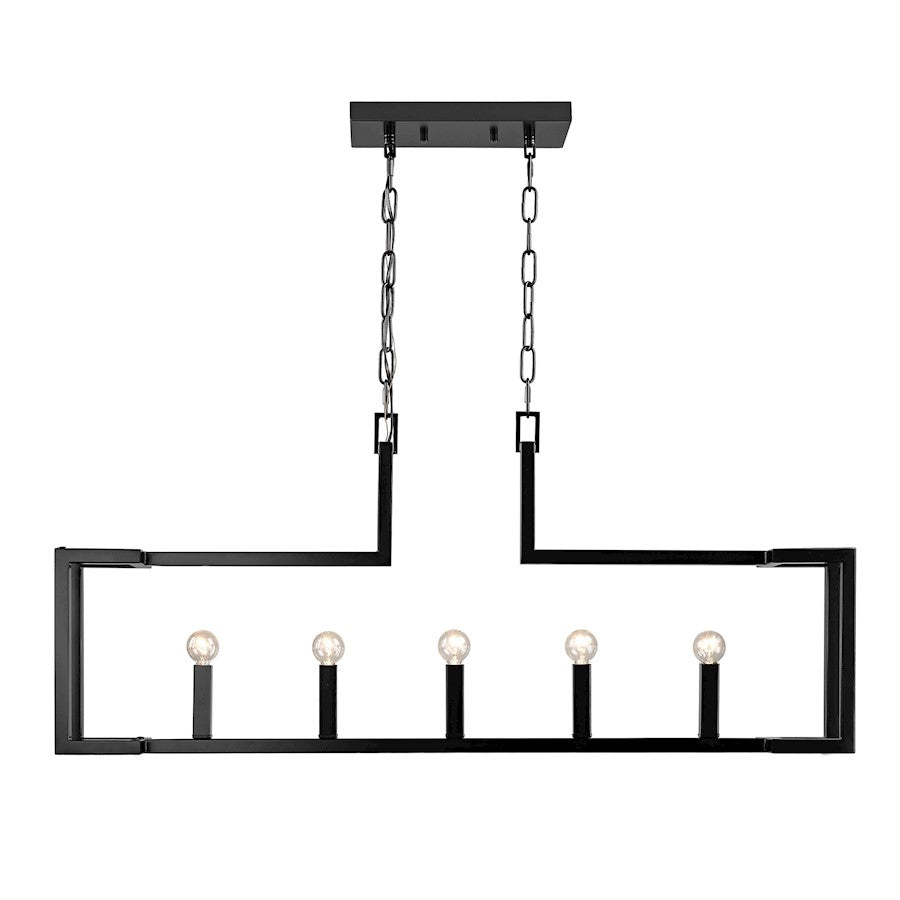 Golden Lighting Kinsington 5-Light Linear Pendant, Matte Black - 9020-LPBLK