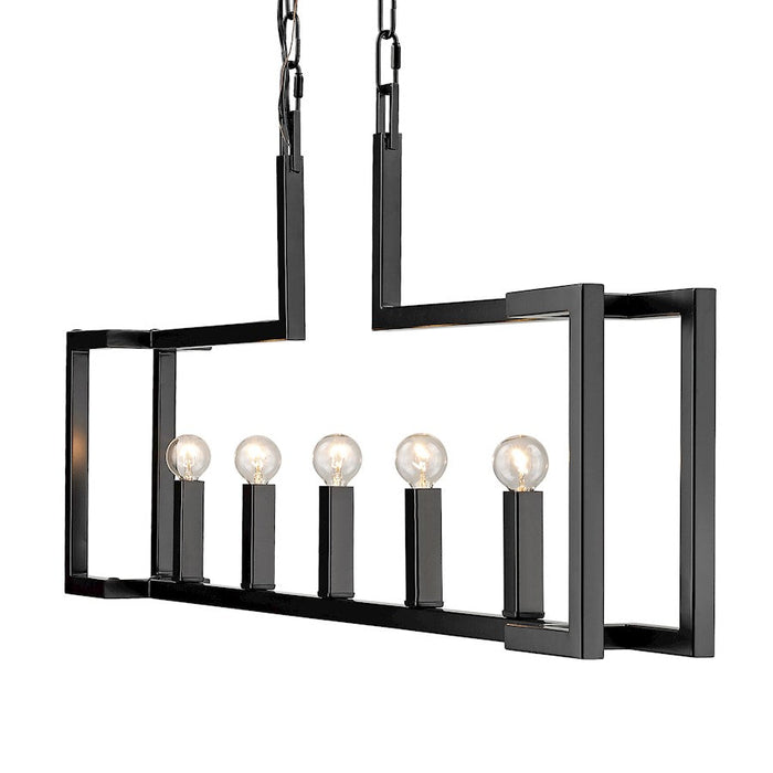 Golden Lighting Kinsington 5-Light Linear Pendant, Matte Black