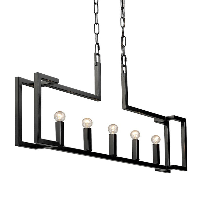 Golden Lighting Kinsington 5-Light Linear Pendant, Matte Black