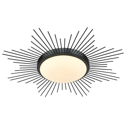 Golden Lighting Kieran 1 Light 24" Flush Mount, Black/Opal - 9126-FM24BLK-OP