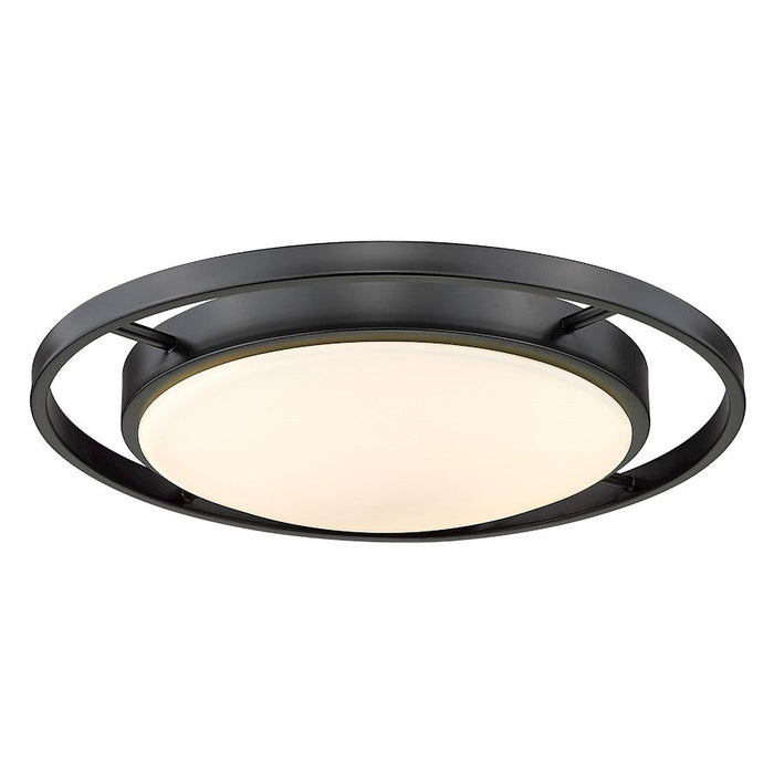 Golden Lighting Astra 1 Light 17" Flush Mount, Black/Opal - 9130-FM17BLK-OP