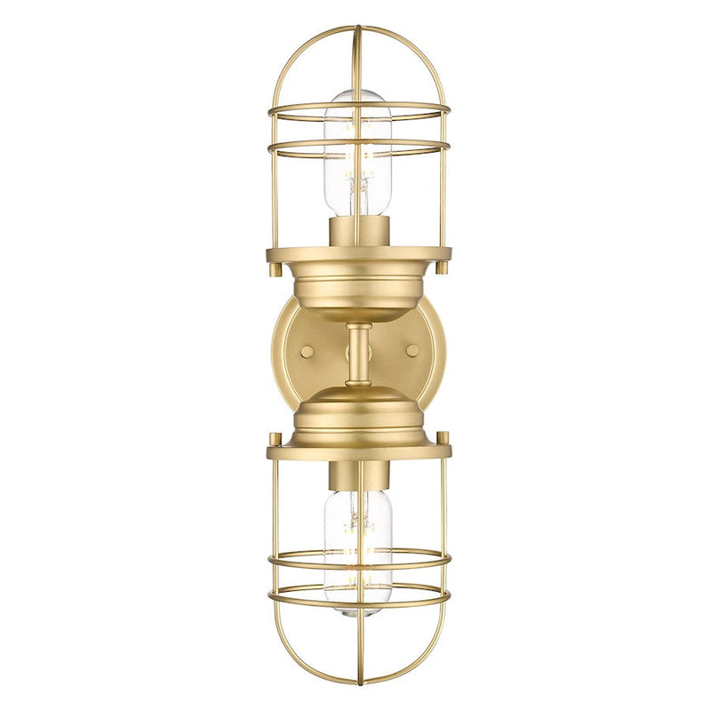 Golden Lighting Seaport 2 Light Wall Sconce, Bronze